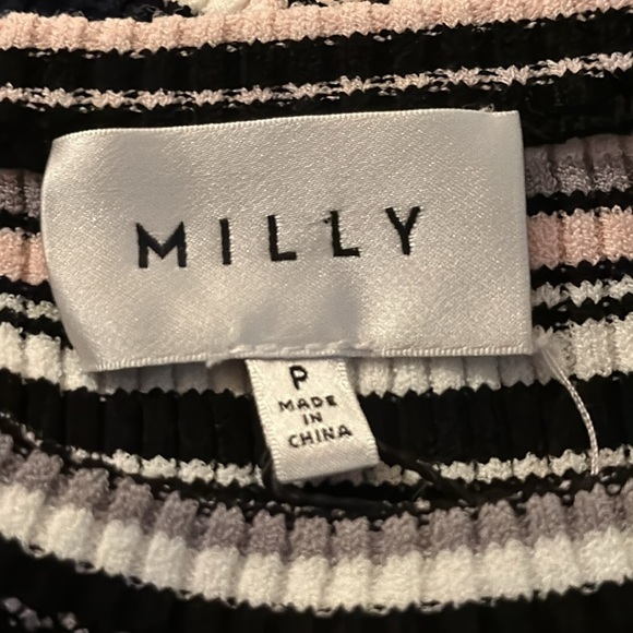 Milly Micro Stripe Mini Mermaid Ribbed Stretch Knit Midi Dress Bodycon NWT Small - Picture 11 of 13